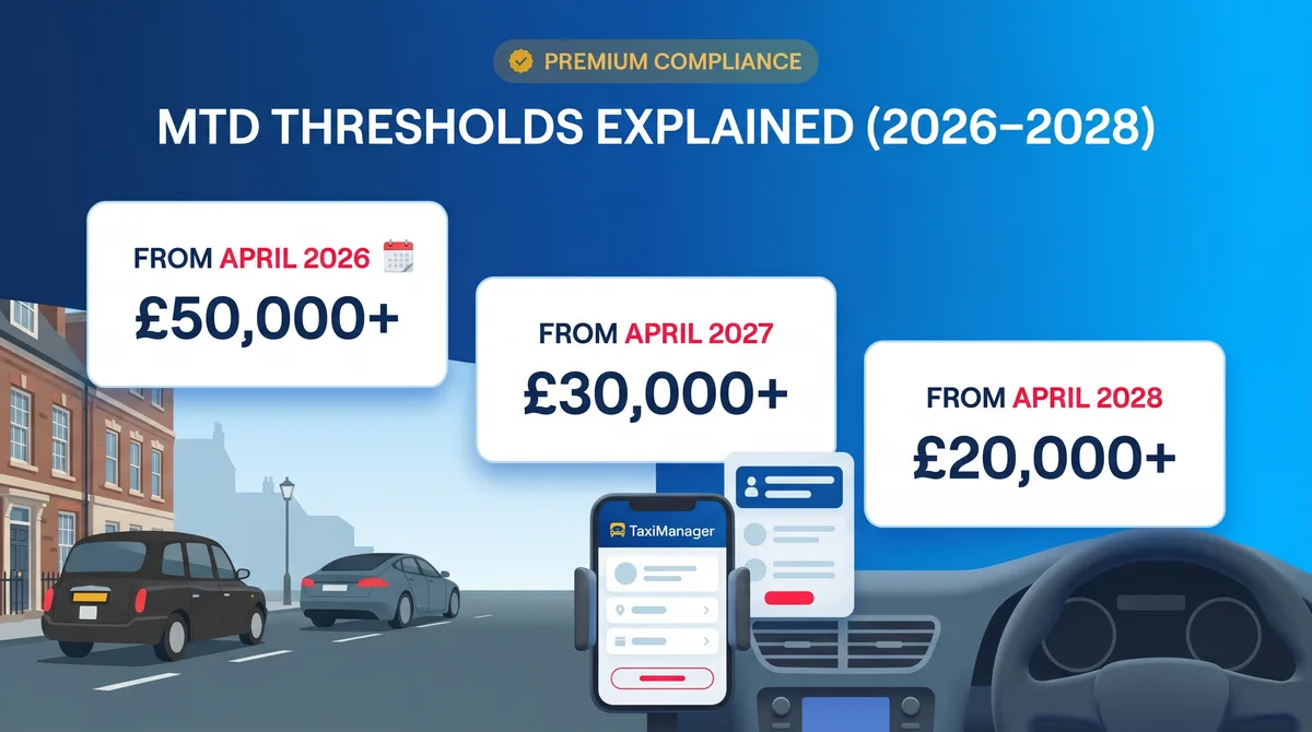 MTD thresholds explained (2026–2028) for UK taxi drivers